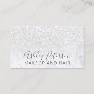 Makeup elegante typografie marmer witte glitter visitekaartje