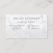 Makeup elegante typografie marmer witte glitter visitekaartje (Achterkant)