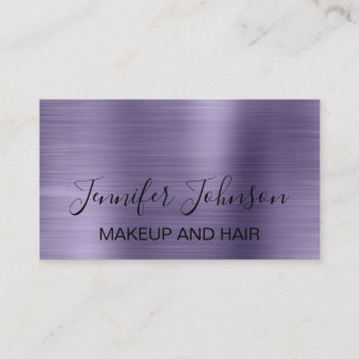 Makeup elegante typografie paarse faux metal busin visitekaartje