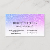 Makeup elegante typografie roze blauwe paarse glit visitekaartje (Achterkant)