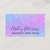 Makeup elegante typografie roze blauwe paarse glit visitekaartje (Voorkant)