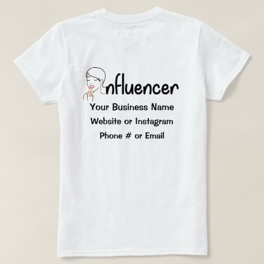 Makeup en Beauty Influencer T-Shirt (Design achterkant)