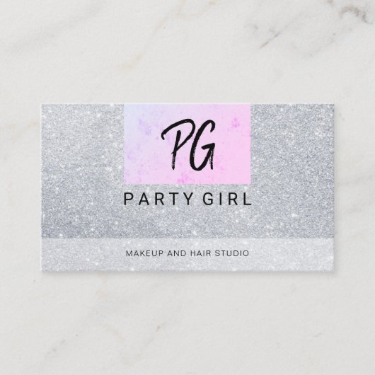 Makeup en Hair/Faux Glitter Visitekaartje (Voorkant)