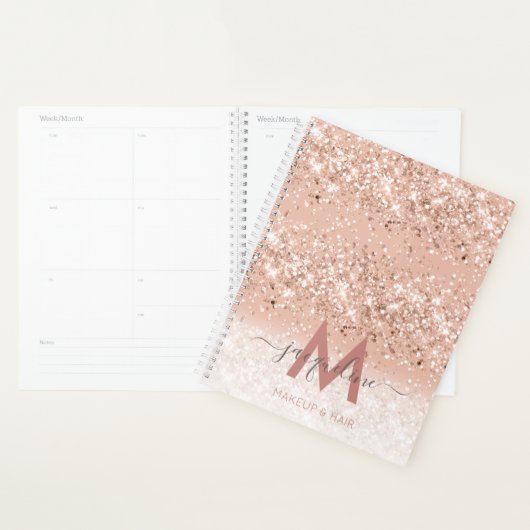 Makeup en ?Hair Monogram Blush Roos Gold Glitter  Planner (Display)