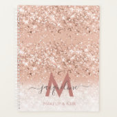 Makeup en ?Hair Monogram Blush Roos Gold Glitter  Planner (Voorkant)