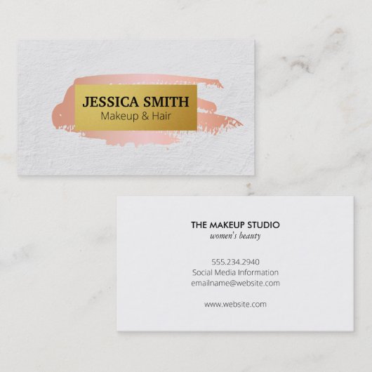 Makeup en Hair Salon Roze geborsteld Visitekaartje (Voorkant / Achterkant)