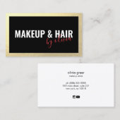 Makeup en Hair Stylist Gold Lijst Black Visitekaartje (Voorkant / Achterkant)