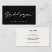 Makeup en Hair Stylist Gold Script Beauty Visitekaartje (Voorkant / Achterkant)