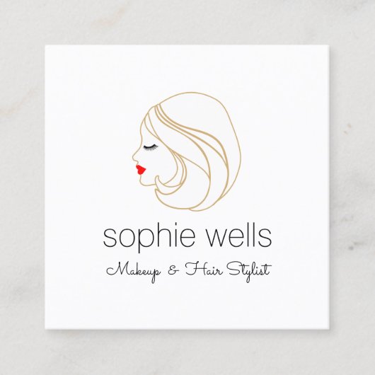 Makeup en Hair Stylist, Lash Girl Vierkante Visitekaartje (Voorkant)