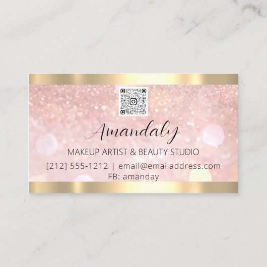 Makeup Esthetician Lash Nails QRCode Logo Roos Visitekaartje (Achterkant)