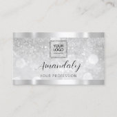 Makeup Esthetician Lash Nails QRCode Logo Silver B Visitekaartje (Voorkant)