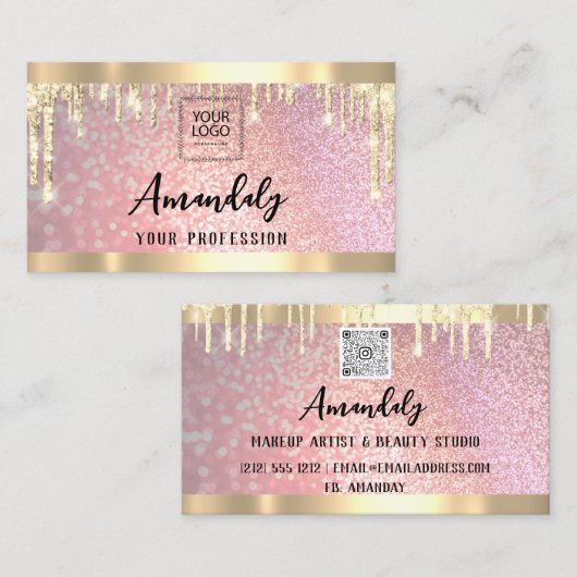 Makeup esthetician Lash QR Logo Gold Drivers Visitekaartje (Voorkant / Achterkant)