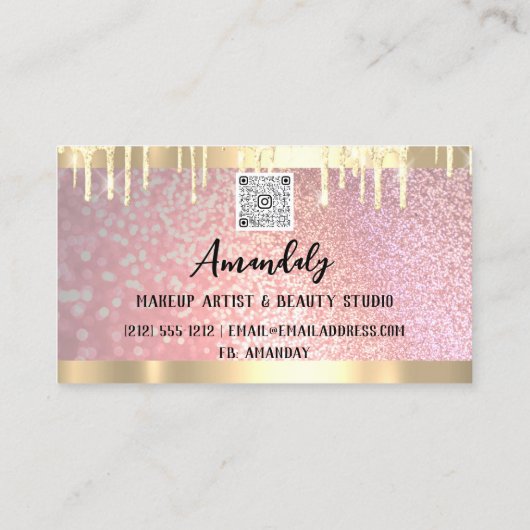 Makeup esthetician Lash QR Logo Gold Drivers Visitekaartje (Achterkant)