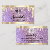 Makeup Esthetician Lash QR Logo Paarse Drives Visitekaartje (Voorkant / Achterkant)