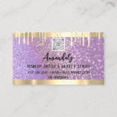 Makeup Esthetician Lash QR Logo Paarse Drives Visitekaartje (Achterkant)