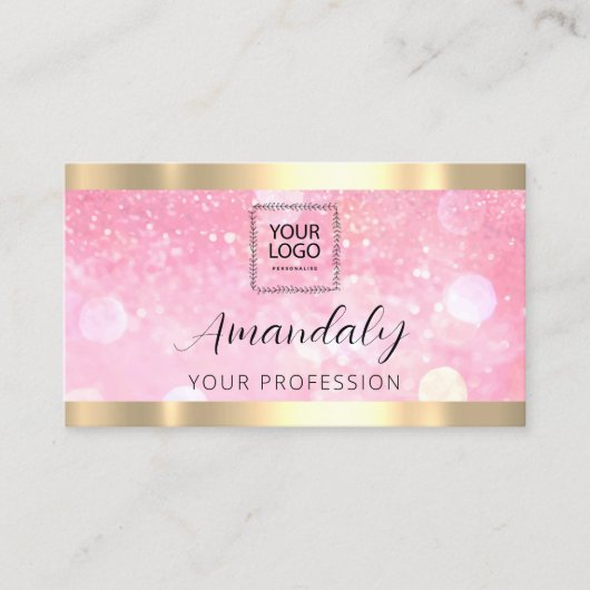 Makeup estheticus Lash Nails QR Code Logo Glitter Visitekaartje (Voorkant)