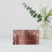 Makeup Event Glitter Roos Nails Manicure Brown Visitekaartje (Staand voorkant)