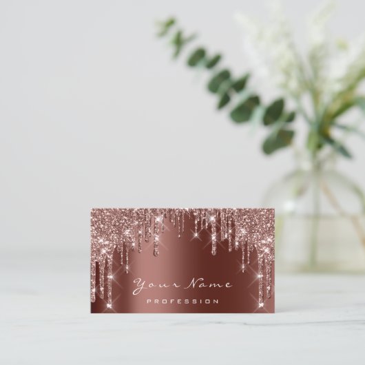 Makeup Event Glitter Roos Nails Manicure Brown Visitekaartje (Staand voorkant)