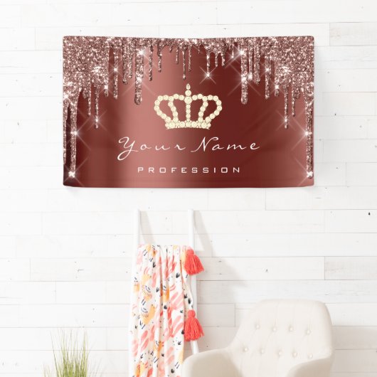 Makeup Event Planner Glitter Roos Crown Brown Bus Spandoek (Insitu)