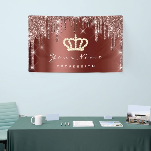 Makeup Event Planner Glitter Roos Crown Brown Bus Spandoek (Beurs)