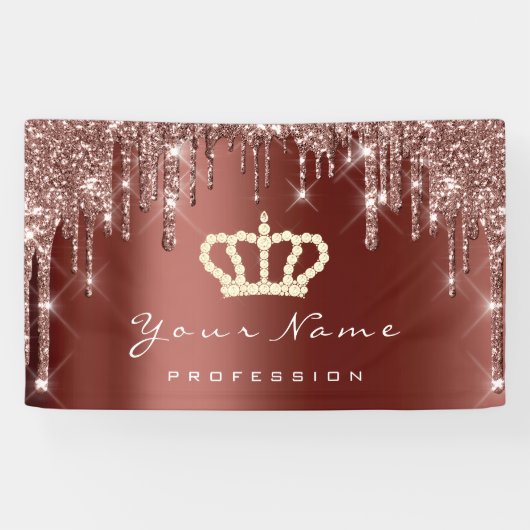 Makeup Event Planner Glitter Roos Crown Brown Bus Spandoek (Horizontaal)