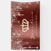Makeup Event Planner Glitter Roos Crown Brown Bus Spandoek (Verticaal)