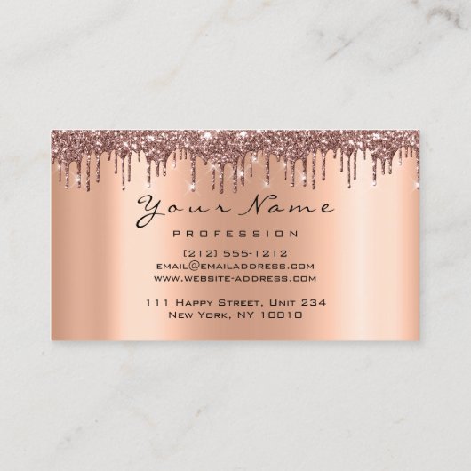 Makeup Event Planner Glitter Roos Crown Copper Visitekaartje (Achterkant)