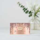 Makeup Event Planner Glitter Roos Crown Copper Visitekaartje (Staand voorkant)