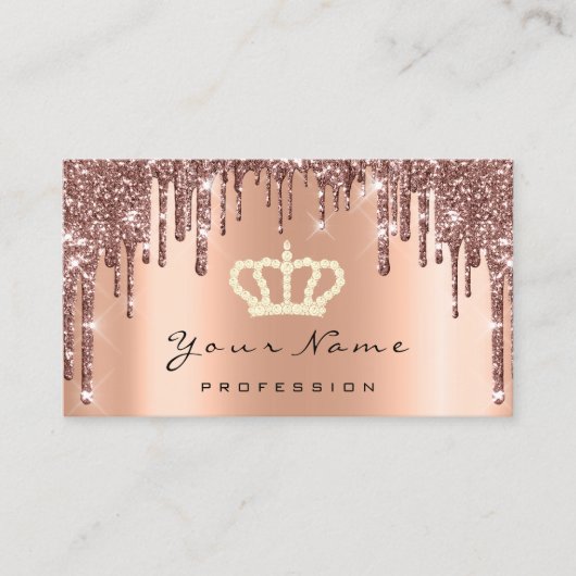 Makeup Event Planner Glitter Roos Crown Copper Visitekaartje (Voorkant)