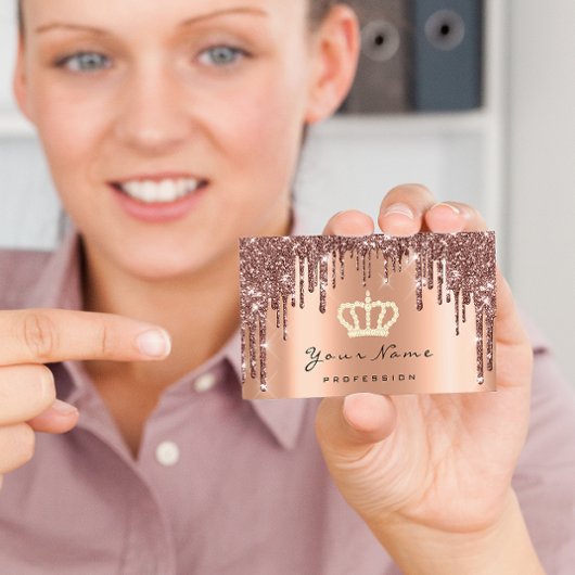 Makeup Event Planner Glitter Roos Crown Copper Visitekaartje