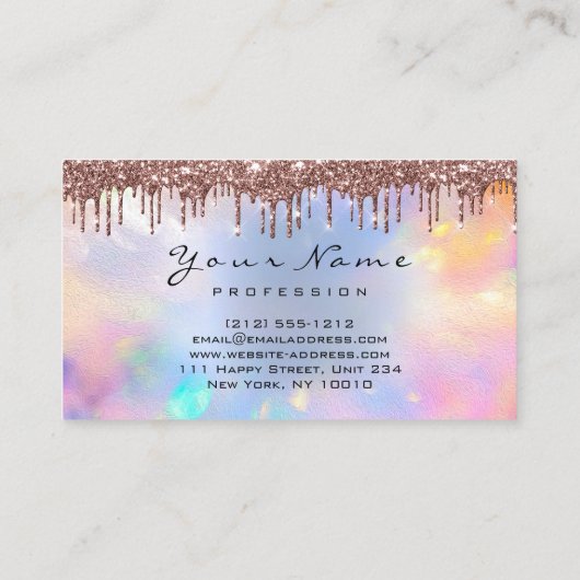 Makeup Event Planner Roos Crown HolografBlue Visitekaartje (Achterkant)