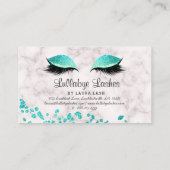 Makeup Eye Lash Aqua Blue Glitter Marble Trendy Visitekaartje (Achterkant)