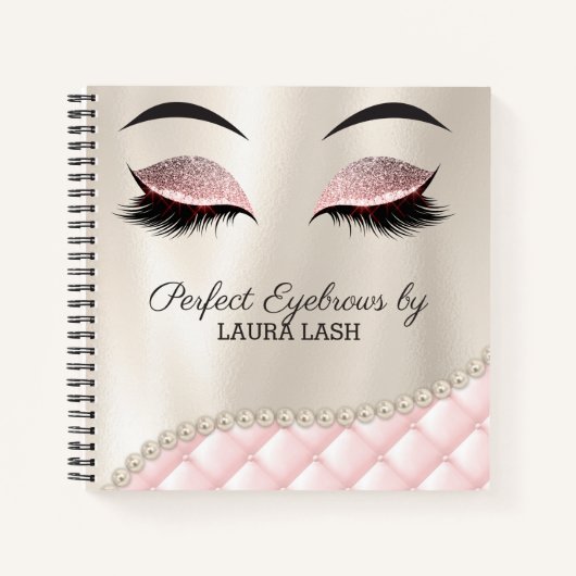 Makeup Eye Lash Brow Tufted Pearls Notebook Notitieboek (Voorkant)
