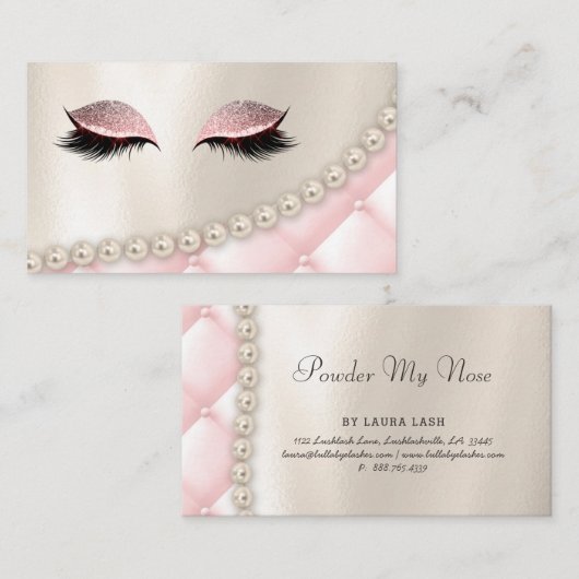 Makeup Eye Lash Lashes Pearls Pink Visitekaartje (Voorkant / Achterkant)