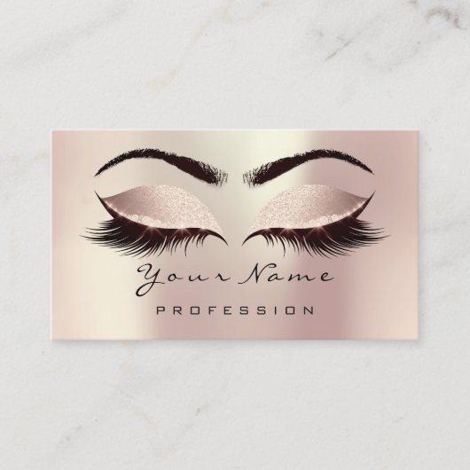Makeup Eye Lash Pearls Blush Roos Appointment Card Afsprakenkaartje (Voorkant)