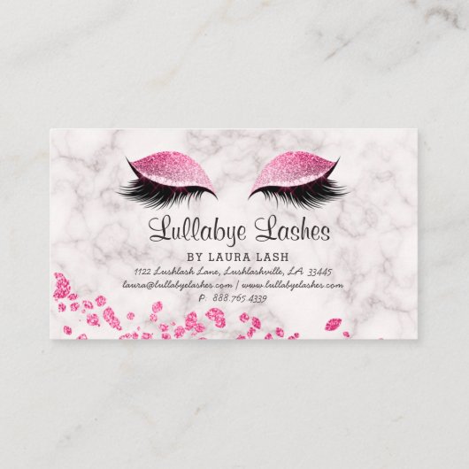 Makeup Eye Lash Pink Glitter Marble Closed Eyelid Visitekaartje (Achterkant)