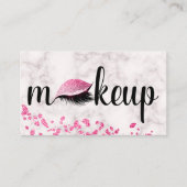 Makeup Eye Lash Pink Glitter Marble Closed Eyelid Visitekaartje (Voorkant)