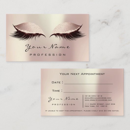 Makeup Eye Lashes Roze Blush Roos Appointcard Afsprakenkaartje (Voorkant / Achterkant)