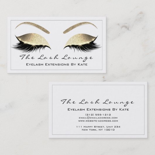 Makeup Eyebrow Beauty Lashes Glitter Gold White1 Visitekaartje (Voorkant / Achterkant)