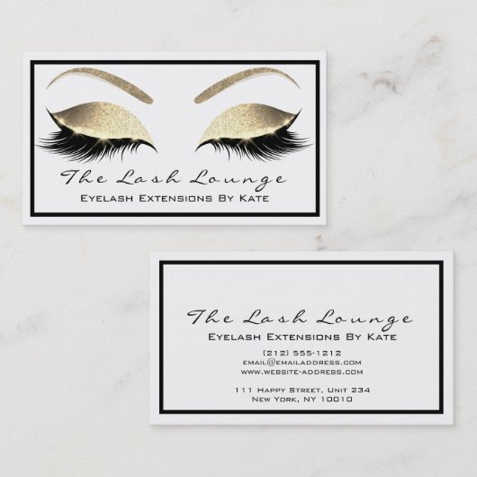 Makeup Eyebrow Beauty Lashes Glitter Gold White2 Visitekaartje (Voorkant / Achterkant)