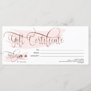 Makeup Eyebrow Eye Lash Roos Gold Gift Certificate Menu