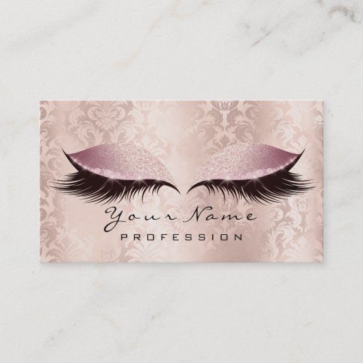 Makeup Eyebrow Eye Lashes Damask Glitter SPA Roze Visitekaartje (Voorkant)
