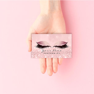 Makeup Eyebrow Eye Lashes Studio Glitter SPA Roze Visitekaartje