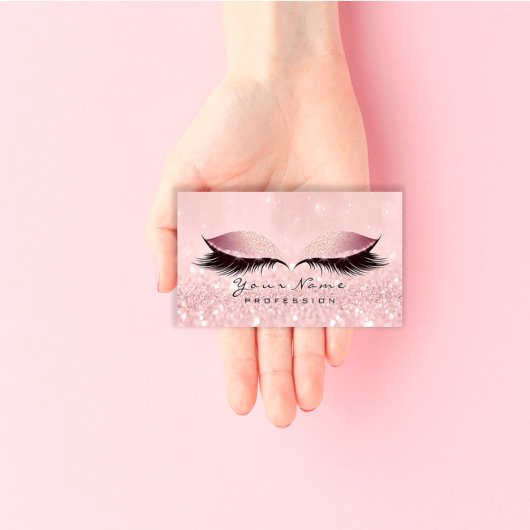 Makeup Eyebrow Eye Lashes Studio Glitter SPA Roze Visitekaartje