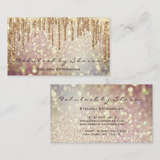 Makeup Eyebrow Eyelash Glitter Drift Gold Sparkly Visitekaartje (Voorkant / Achterkant)