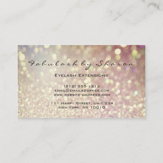 Makeup Eyebrow Eyelash Glitter Drift Gold Sparkly Visitekaartje (Achterkant)