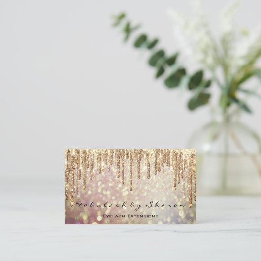Makeup Eyebrow Eyelash Glitter Drift Gold Sparkly Visitekaartje (Staand voorkant)