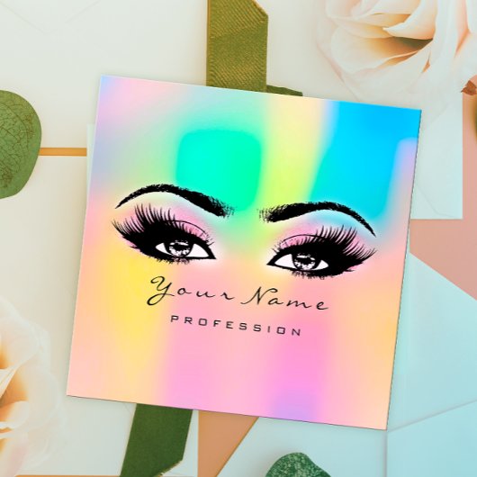 Makeup Eyebrow Eyelashes Glitter Bright Holograaf Vierkante Visitekaartje