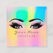 Makeup Eyebrow Eyelashes Glitter Bright Holograaf Vierkante Visitekaartje (Voorkant)