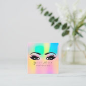 Makeup Eyebrow Eyelashes Glitter Bright Holograaf Vierkante Visitekaartje (Staand voorkant)